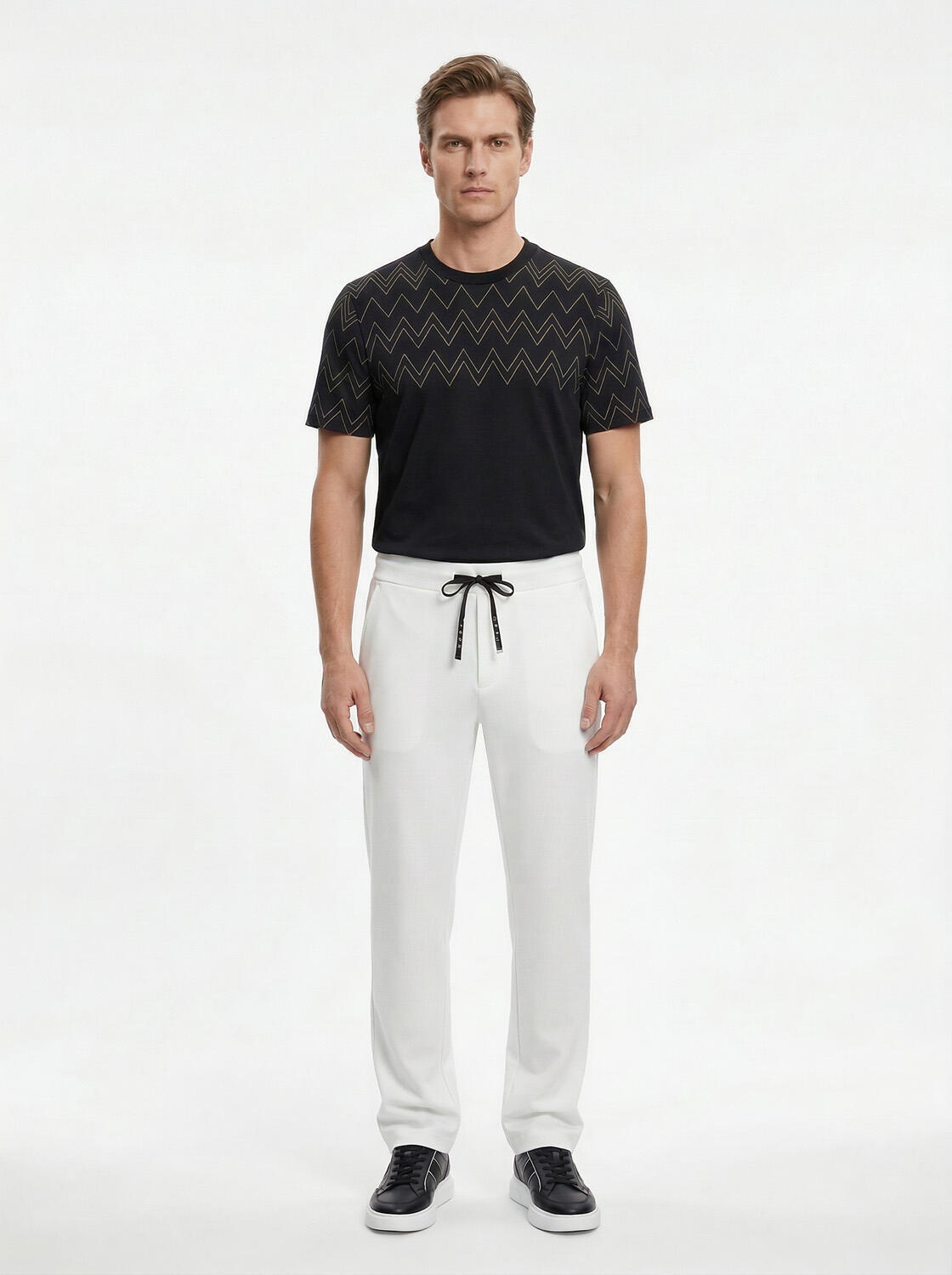 Beyaz Pamuk Dokulu Regular Fit Sweat Pantolon - 3