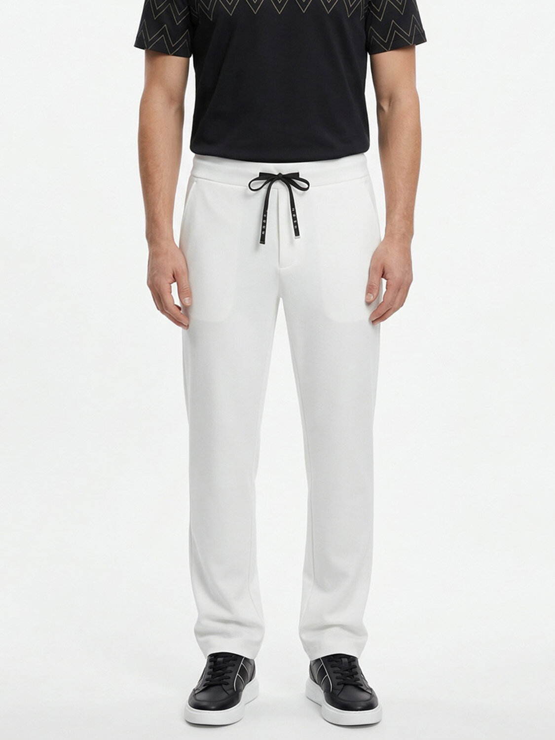 Beyaz Pamuk Dokulu Regular Fit Sweat Pantolon