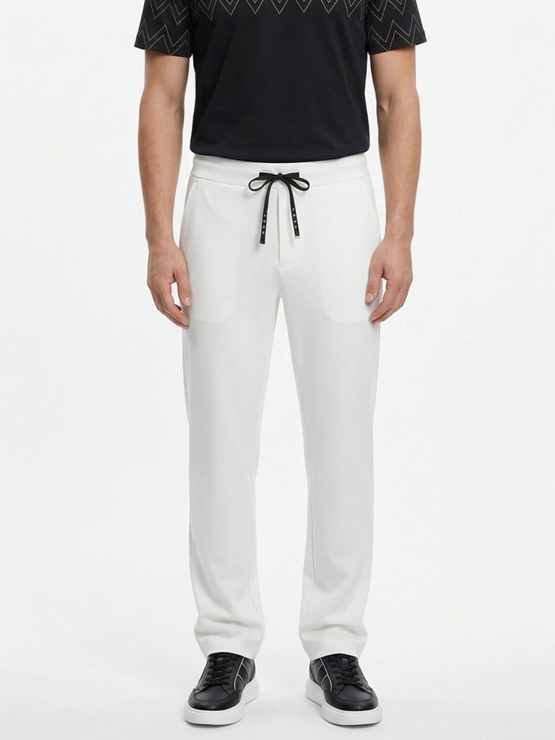 Beyaz Pamuk Dokulu Regular Fit Sweat Pantolon - 1