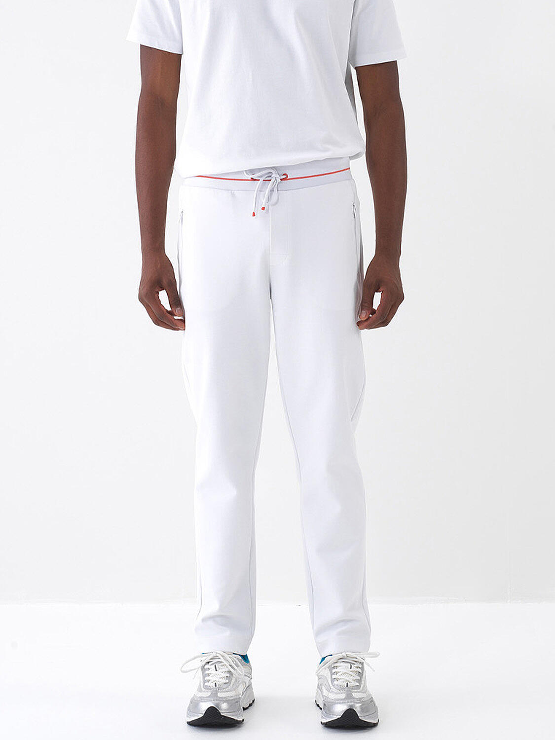 Beyaz Pamuk Dokulu Regular Fit Sweat Pantolon - 2