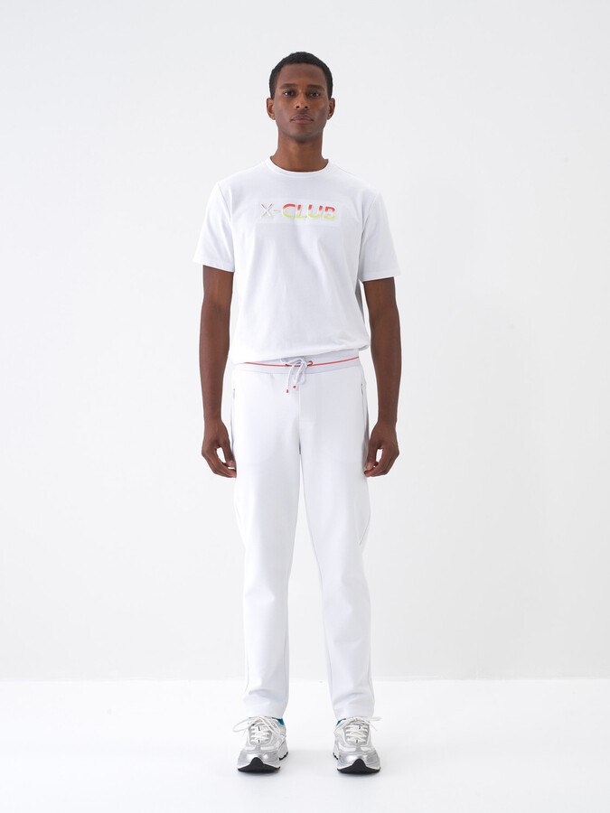 Beyaz Pamuk Dokulu Regular Fit Sweat Pantolon (1)