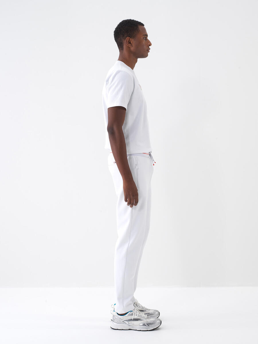 Beyaz Pamuk Dokulu Regular Fit Sweat Pantolon - 4