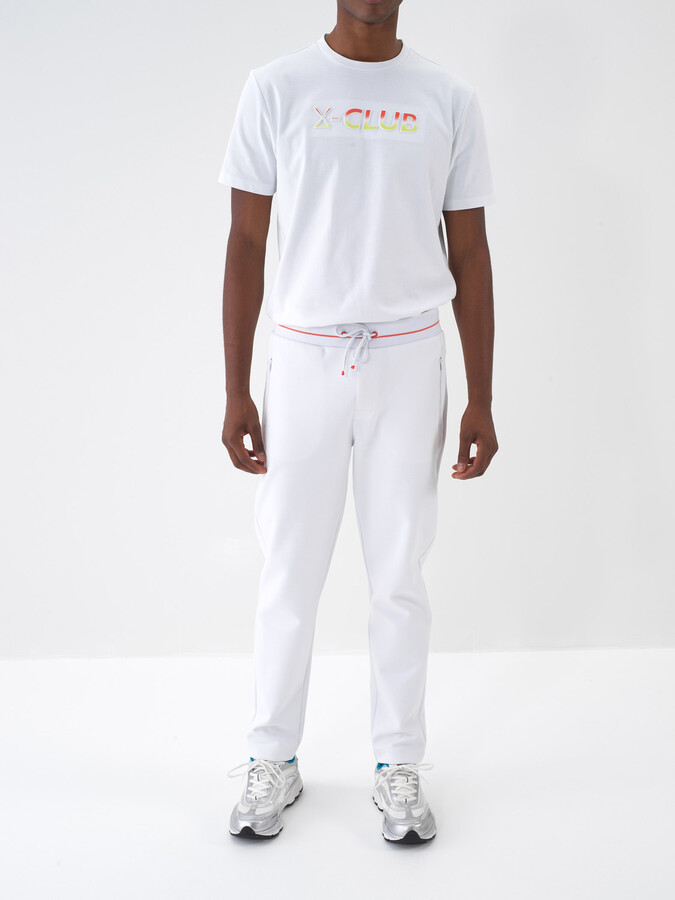 Beyaz Pamuk Dokulu Regular Fit Sweat Pantolon (3)