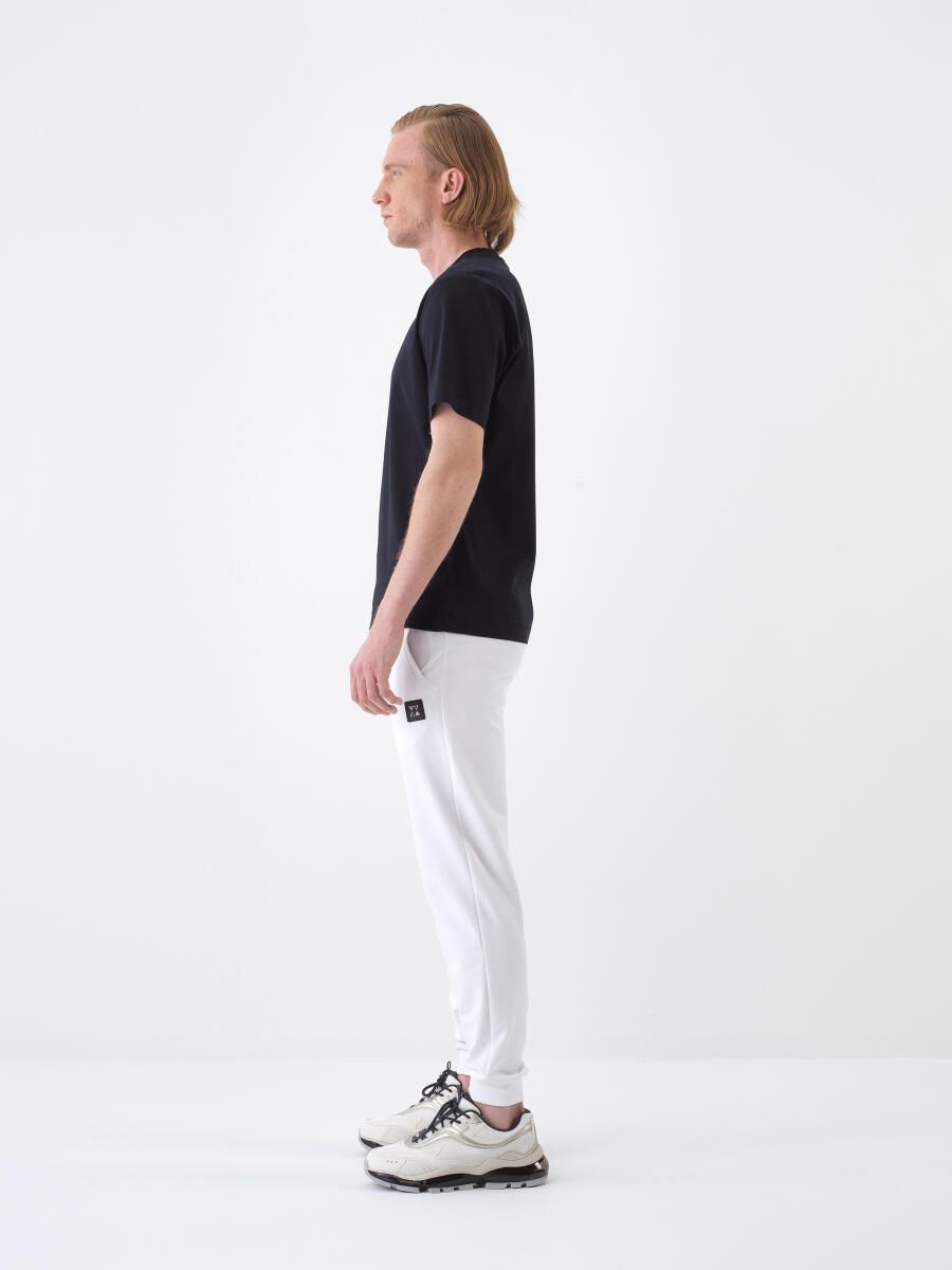 Beyaz Pamuk Dokulu Regular Fit Sweat Pantolon - 3