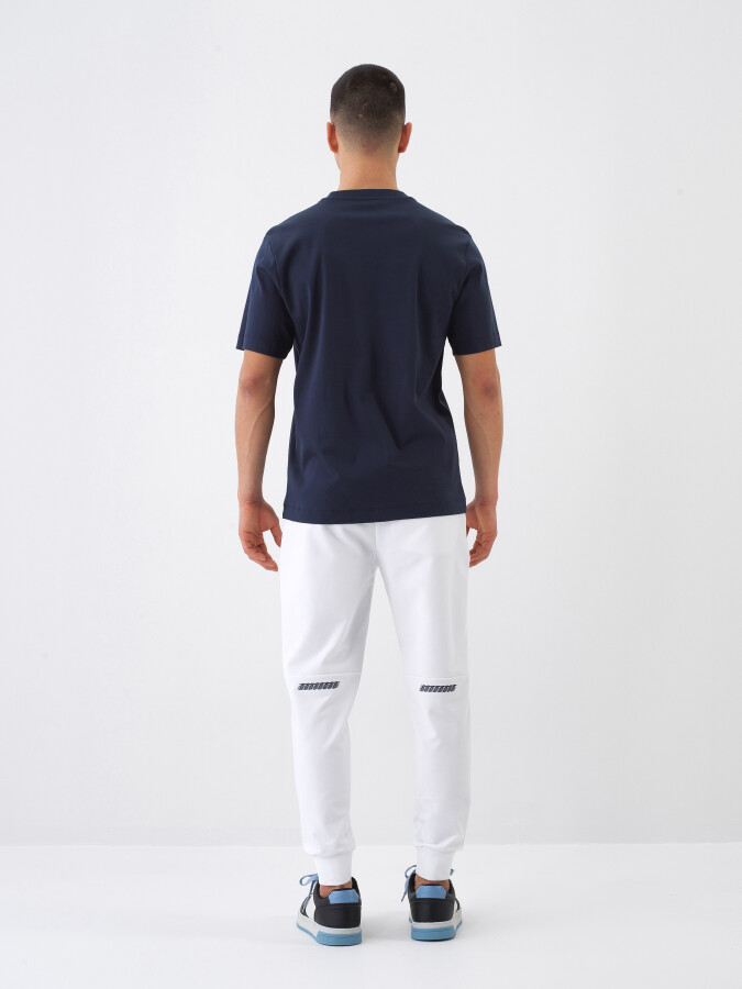 Beyaz Pamuk Dokulu Regular Fit Sweat Pantolon - 5