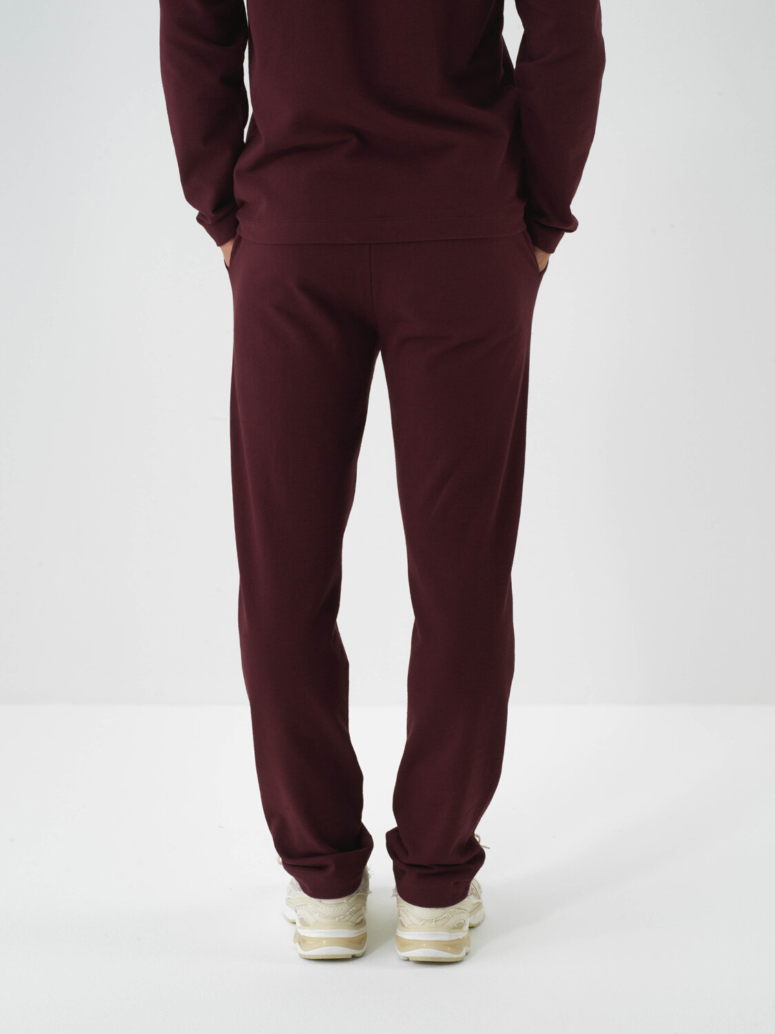 Bordo Pamuk Dokulu Regular Fit Sweat Pantolon - Xint