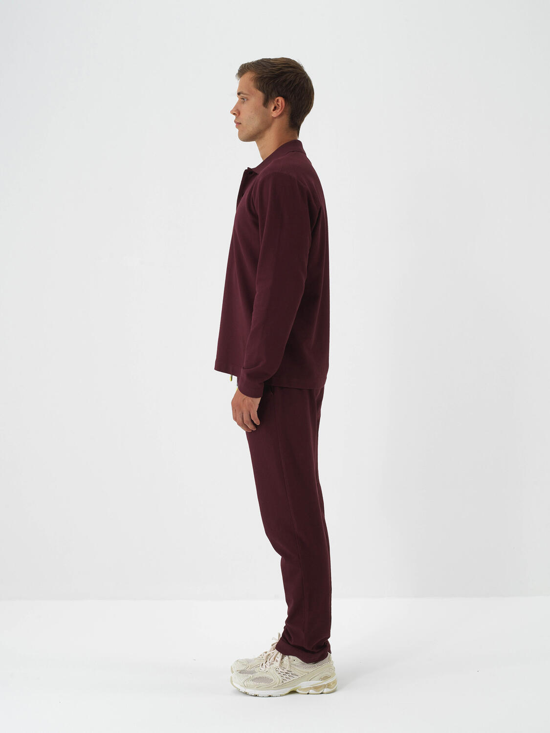 Bordo Pamuk Dokulu Regular Fit Sweat Pantolon - 3