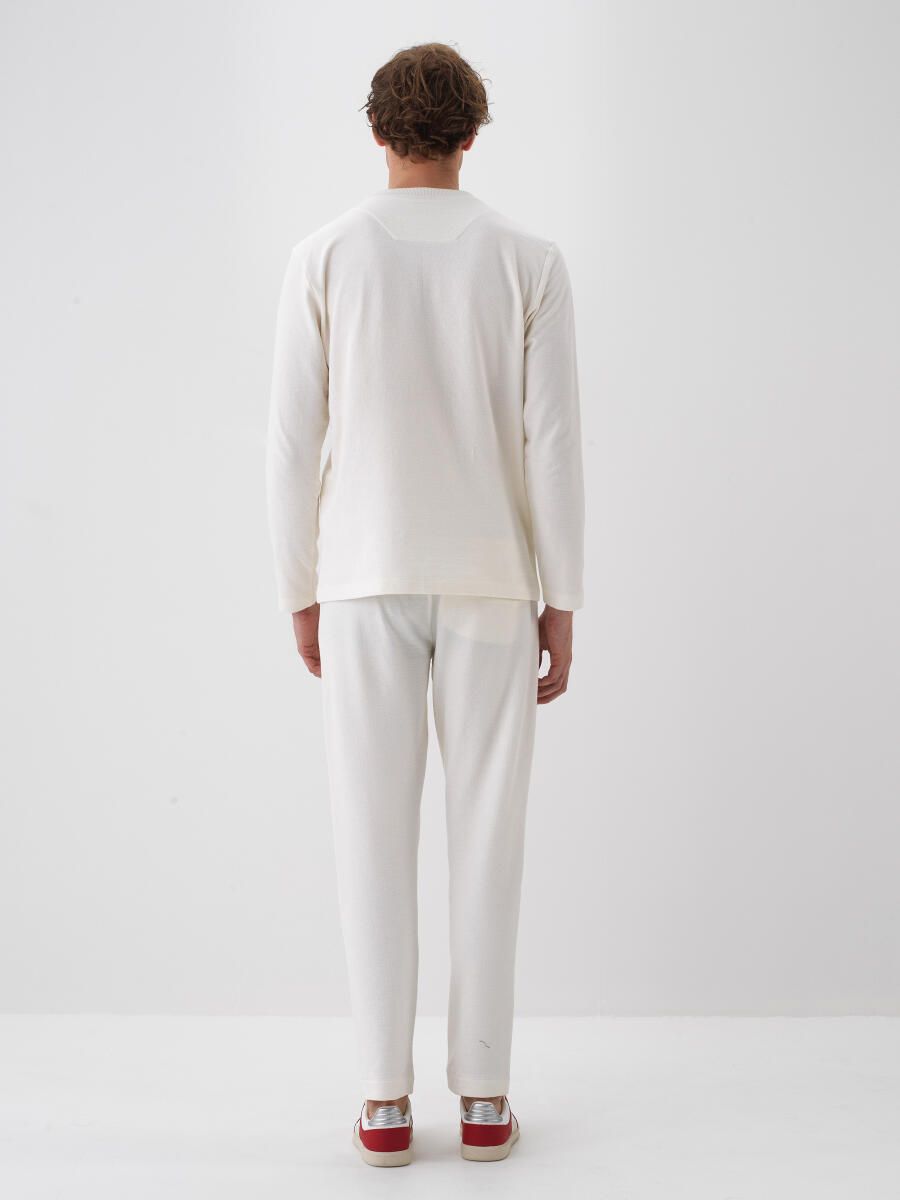 Ekru Pamuk Dokulu Regular Fit Sweat Pantolon - 4