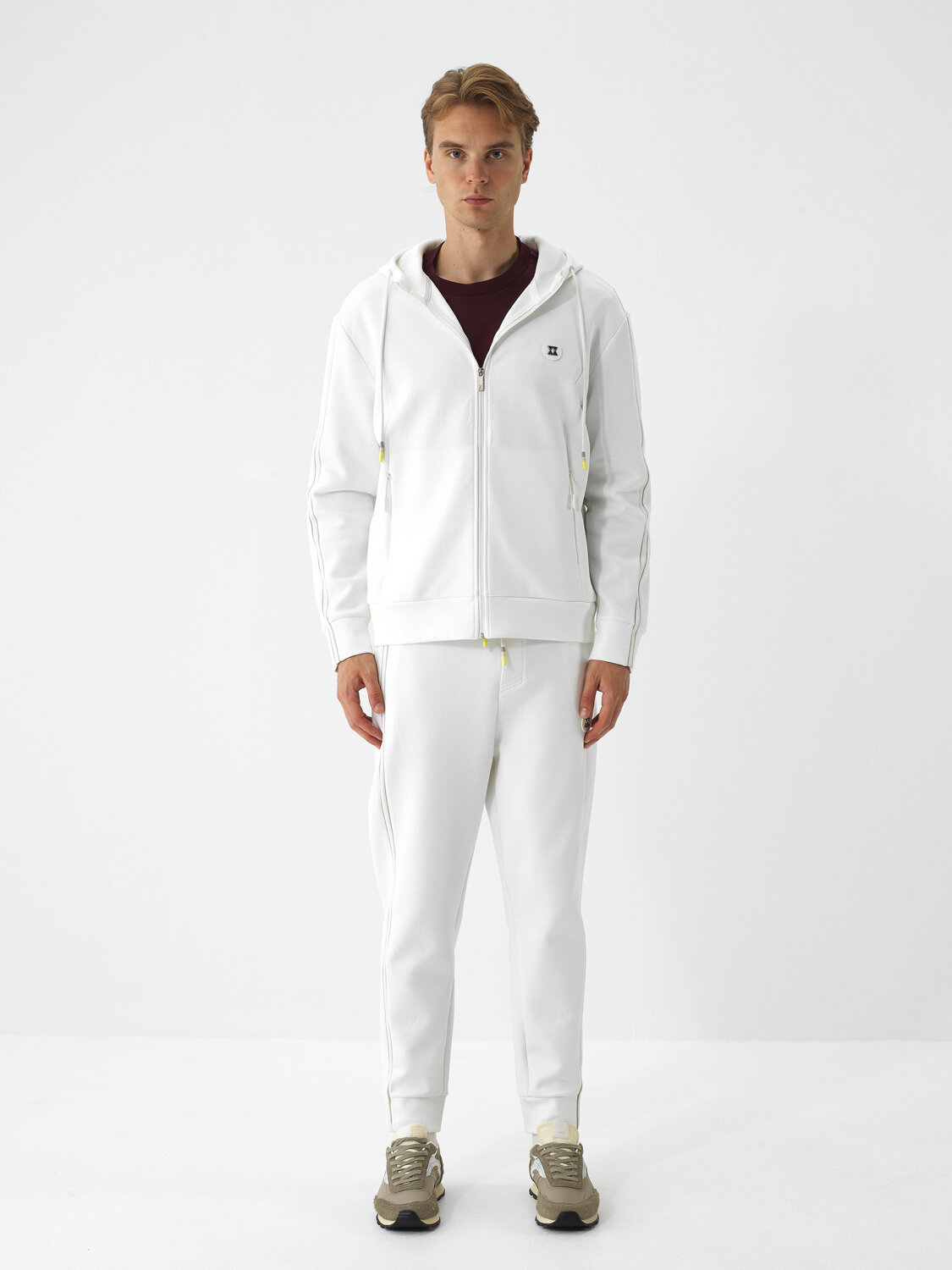 Ekru Pamuk Dokulu Regular Fit Sweat Pantolon - Xint