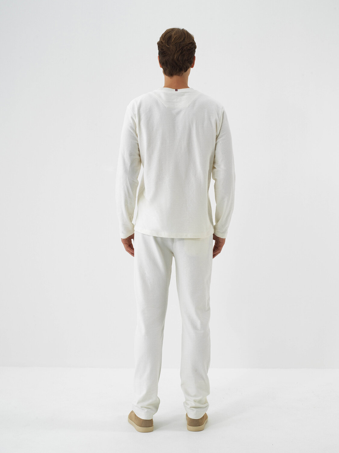 Ekru Pamuk Dokulu Regular Fit Sweat Pantolon - Xint