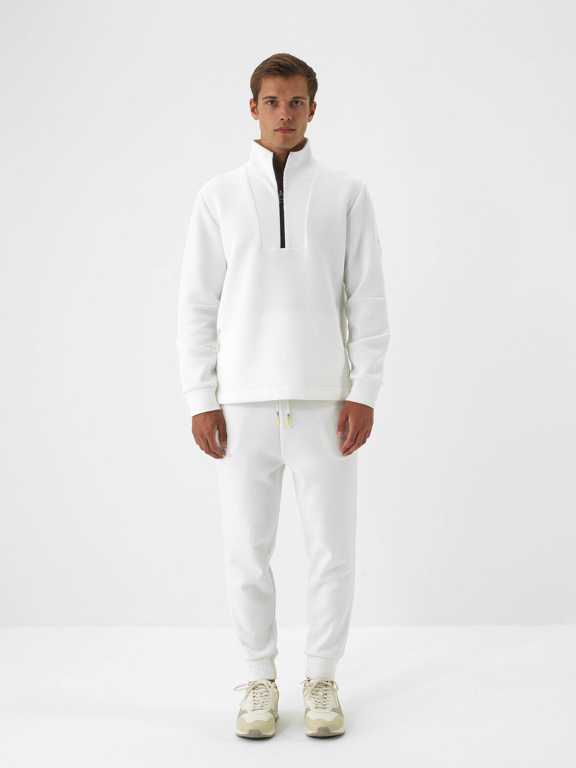 Ekru Pamuk Dokulu Regular Fit Sweat Pantolon - 5