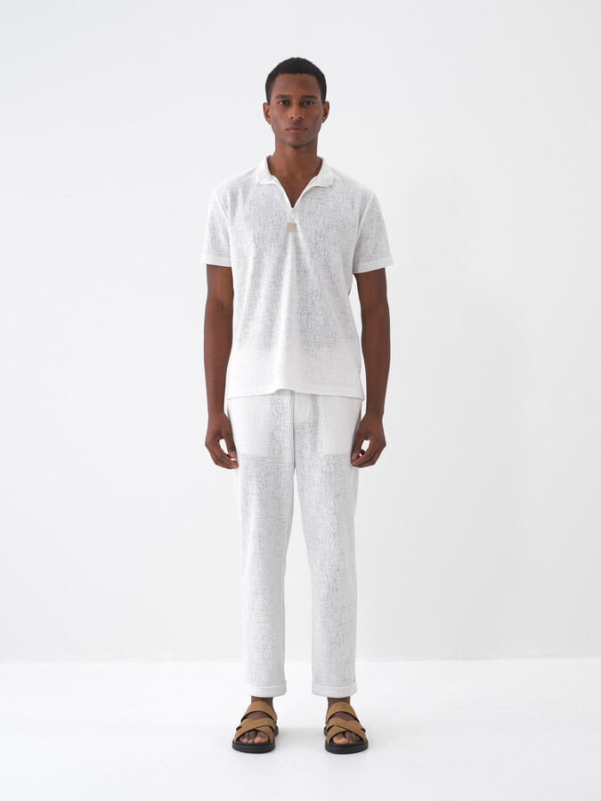 Ekru Pamuk Dokulu Regular Fit Sweat Pantolon (1)