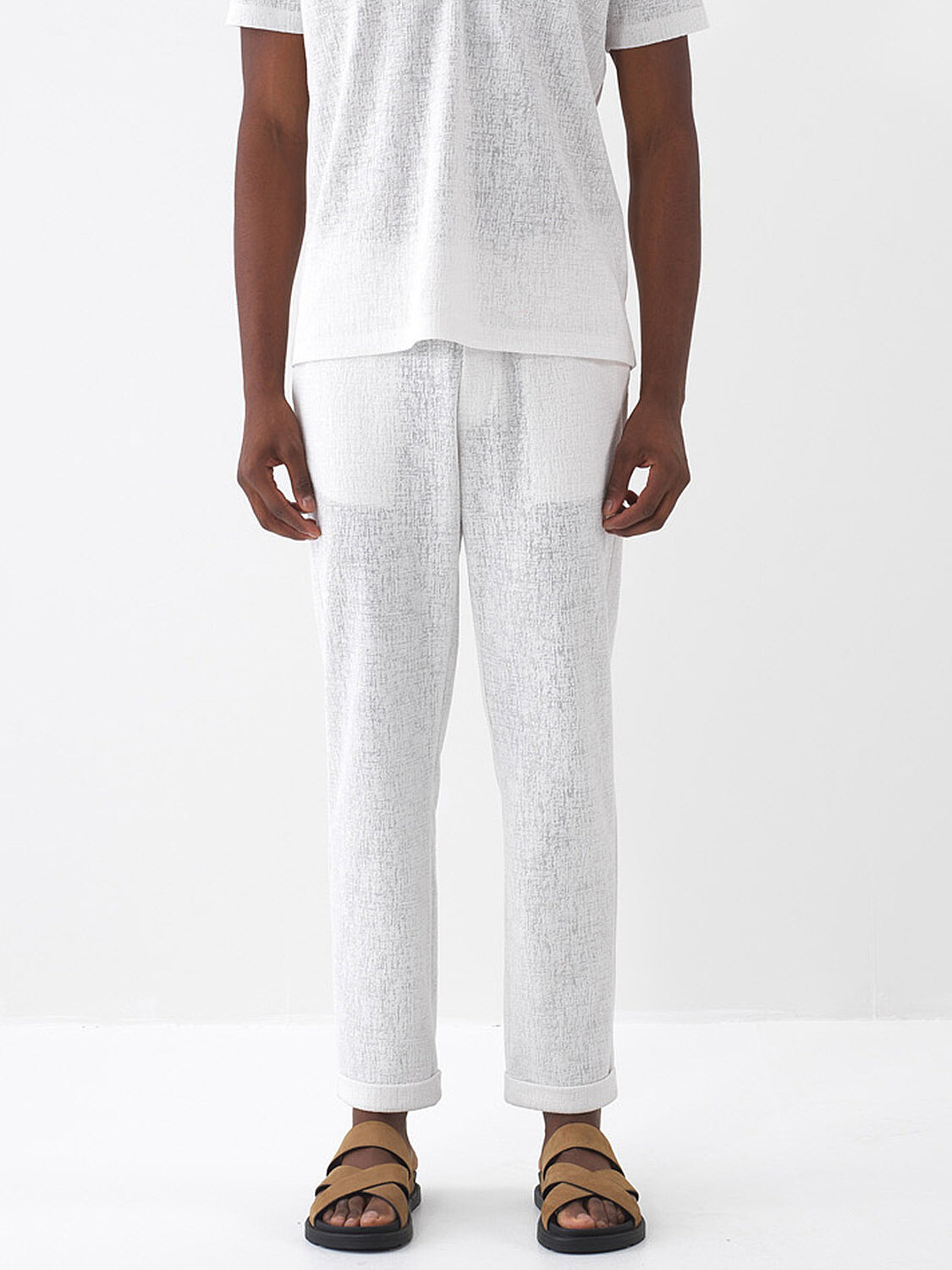 Ekru Pamuk Dokulu Regular Fit Sweat Pantolon