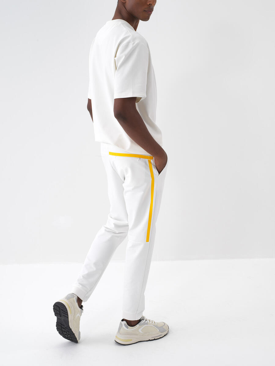 Ekru Pamuk Dokulu Slim Fit Sweat Pantolon - 3