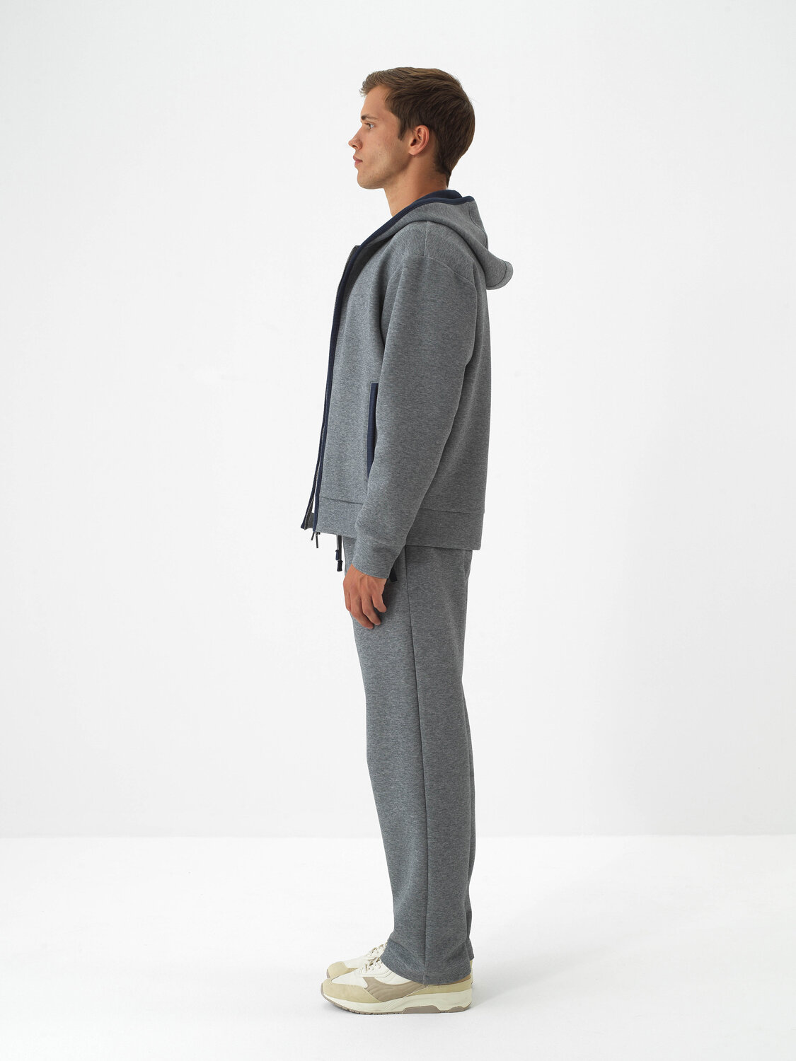 Gri Pamuk Dokulu Oversize Sweat Pantolon - Xint