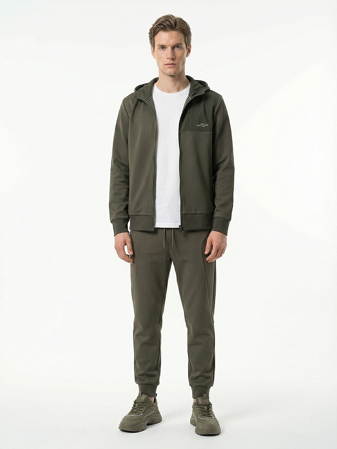 Haki Pamuk Dokulu Regular Fit Sweat Pantolon (1)