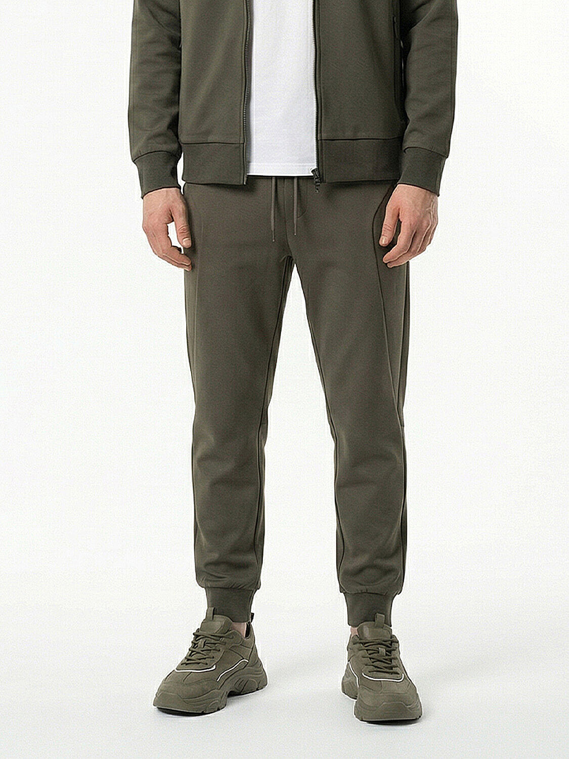 Haki Pamuk Dokulu Regular Fit Sweat Pantolon (1)