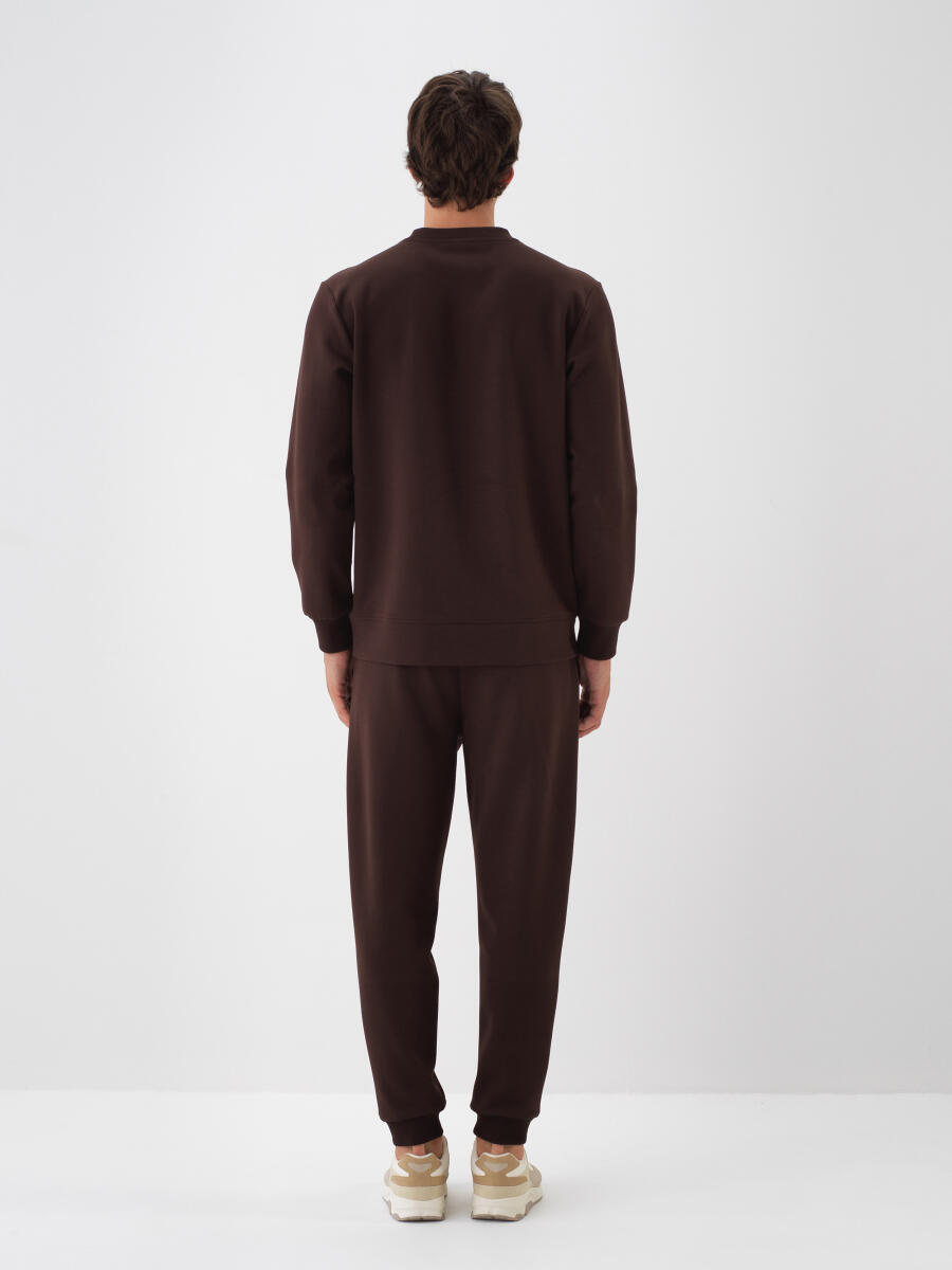 Kahverengi Pamuk Dokulu Regular Fit Sweat Pantolon - 5