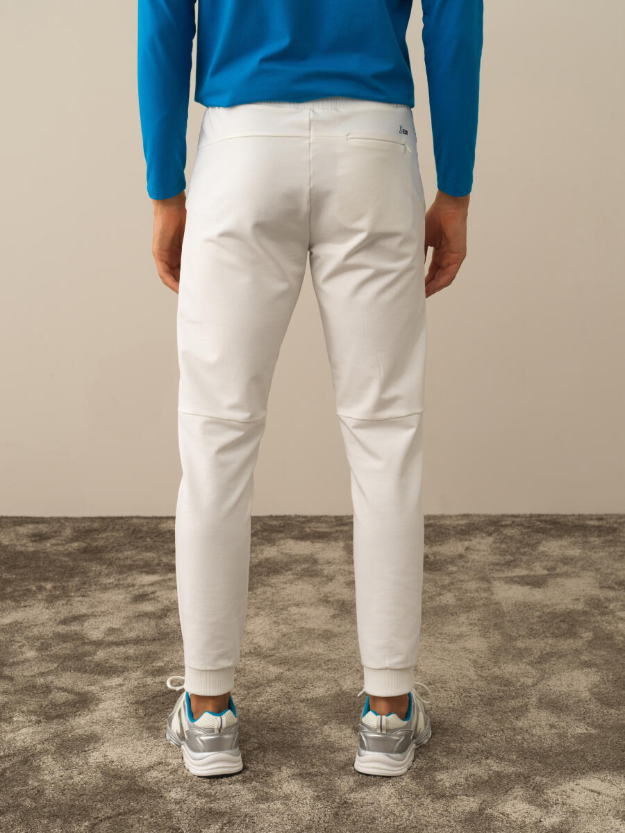 Kırık Beyaz Pamuk Dokulu Slim Fit Sweat Pantolon - 4