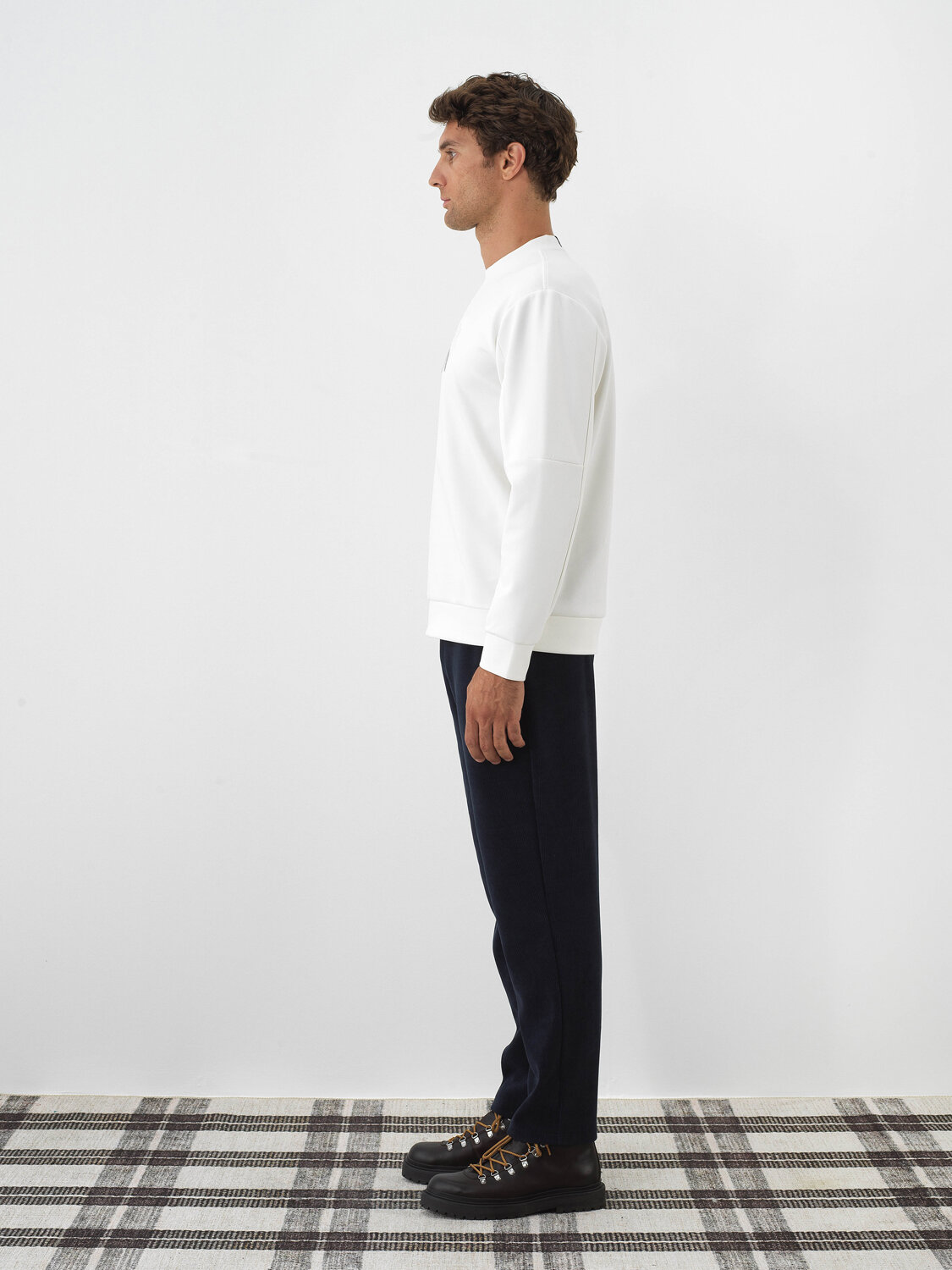 Lacivert Lüks Dokulu Soft Kadife Slim Fit Sweat Pantolon - Xint