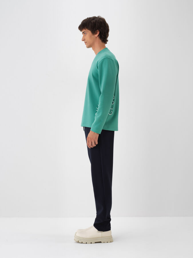 Lacivert Pamuk Dokulu Regular Fit Sweat Pantolon - Xint