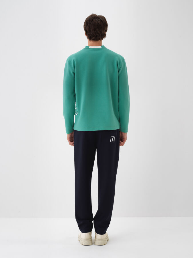 Lacivert Pamuk Dokulu Regular Fit Sweat Pantolon - Xint