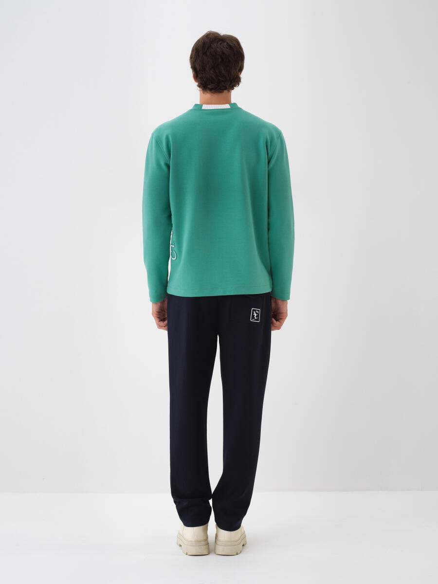 Lacivert Pamuk Dokulu Regular Fit Sweat Pantolon - 4