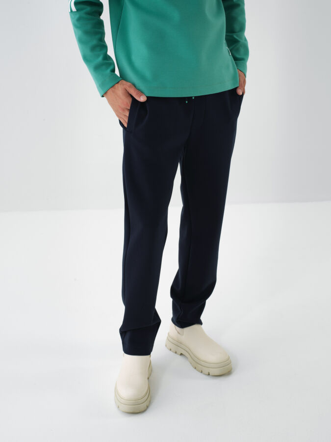 Lacivert Pamuk Dokulu Regular Fit Sweat Pantolon - Xint