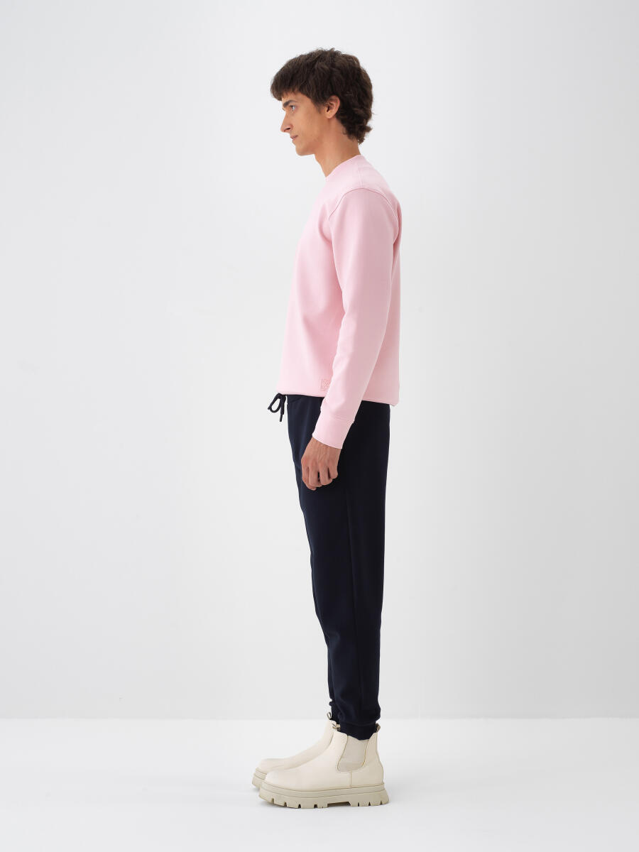 Lacivert Pamuk Dokulu Regular Fit Sweat Pantolon - 3