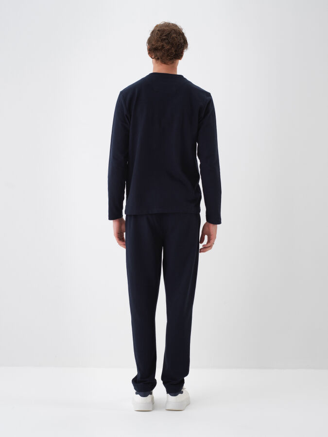 Lacivert Pamuk Dokulu Regular Fit Sweat Pantolon - Xint