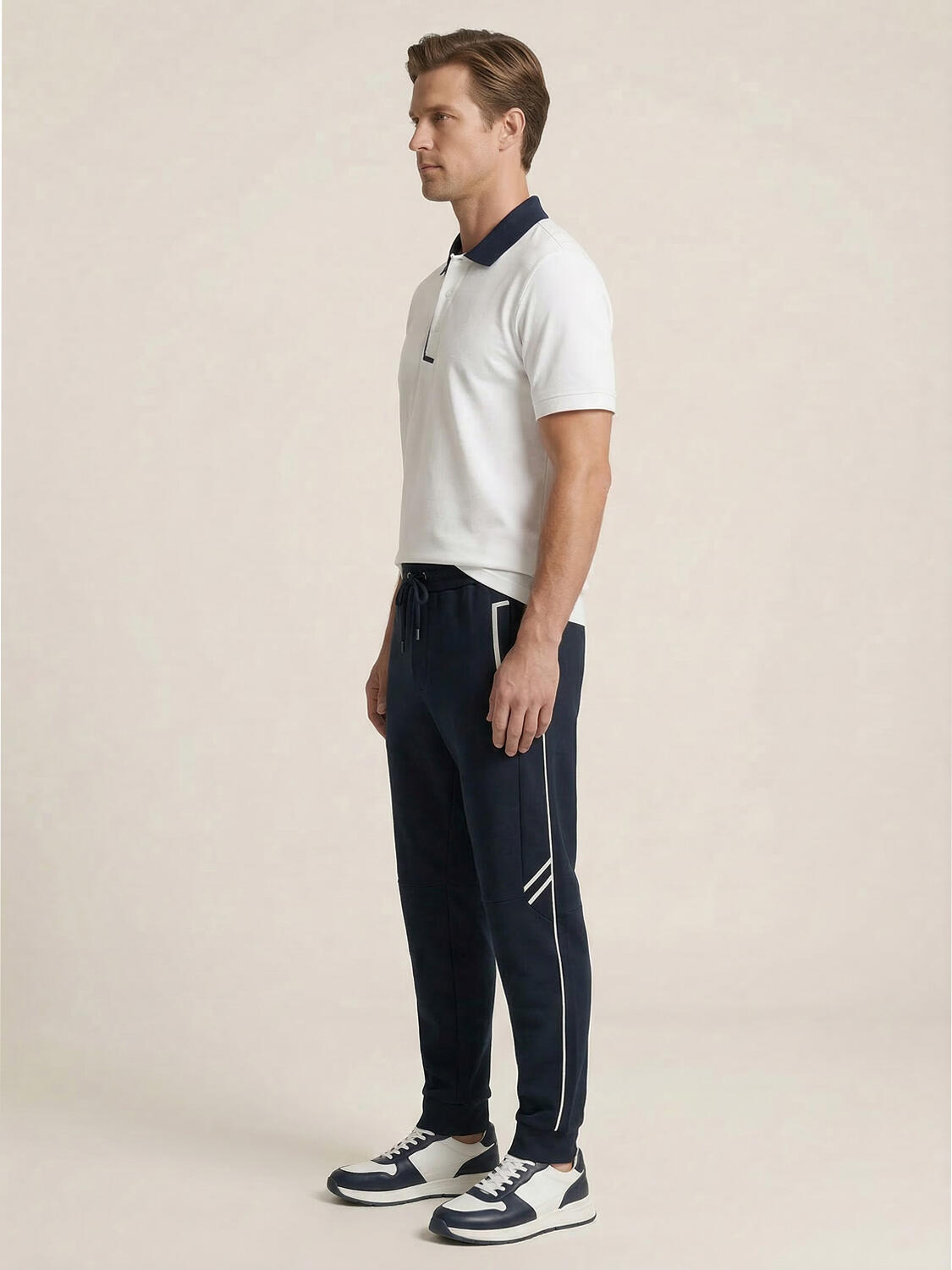 Lacivert Pamuk Dokulu Regular Fit Sweat Pantolon - 3