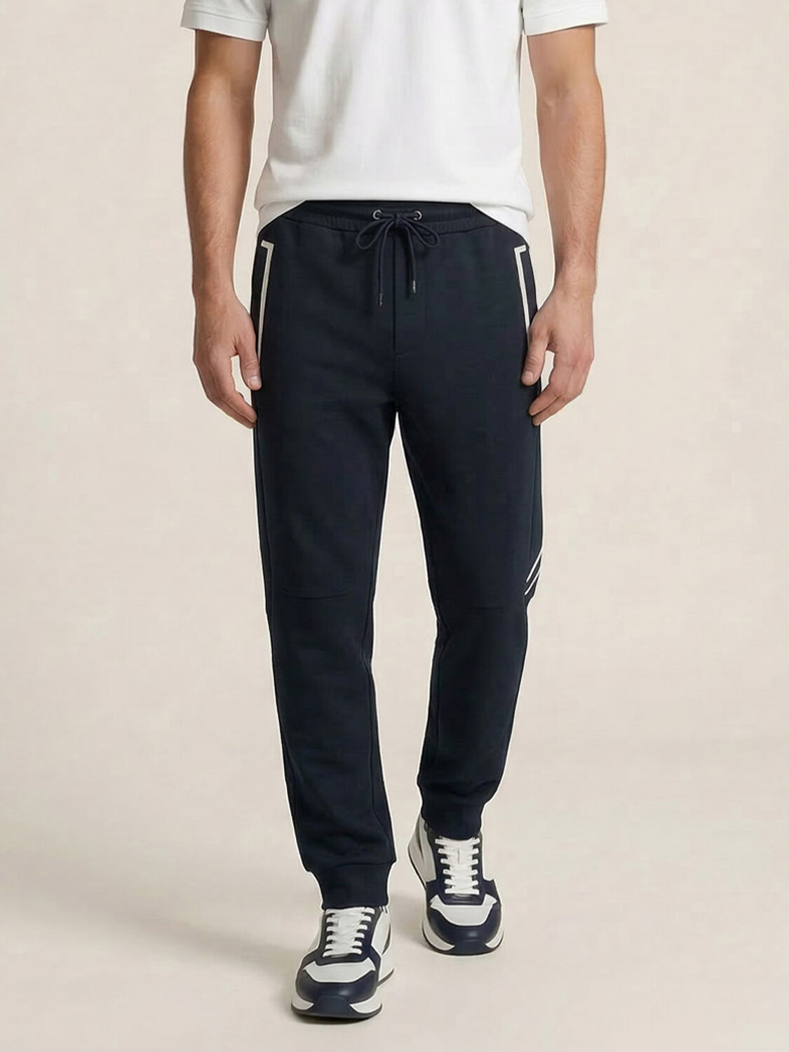 Lacivert Pamuk Dokulu Regular Fit Sweat Pantolon