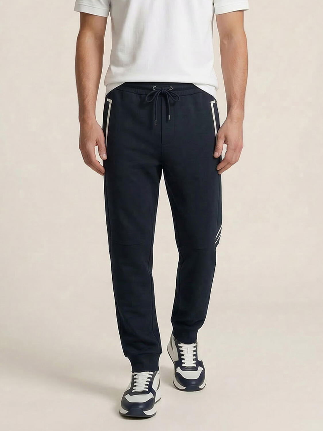 Lacivert Pamuk Dokulu Regular Fit Sweat Pantolon - 1