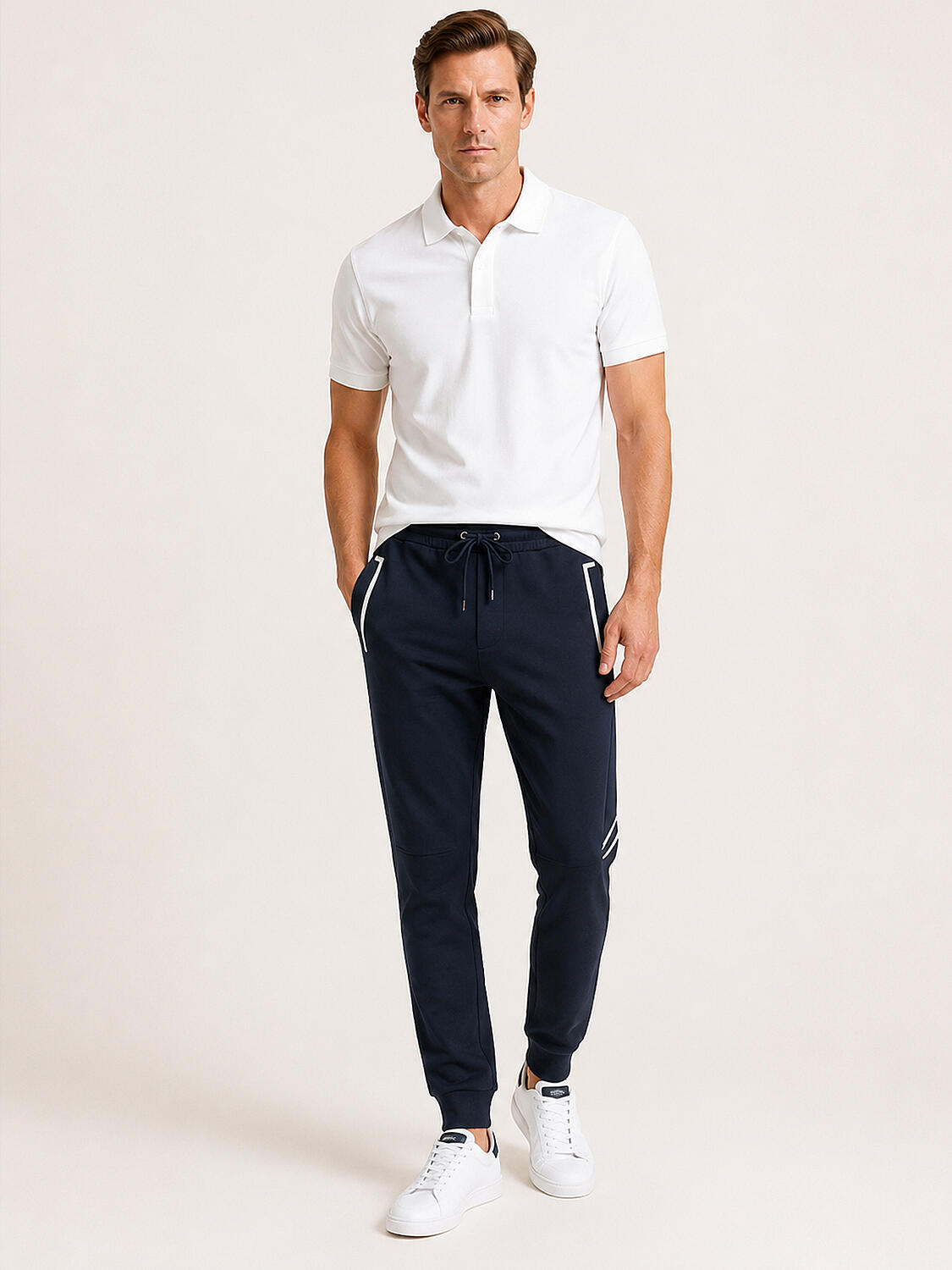 Lacivert Pamuk Dokulu Regular Fit Sweat Pantolon - 3