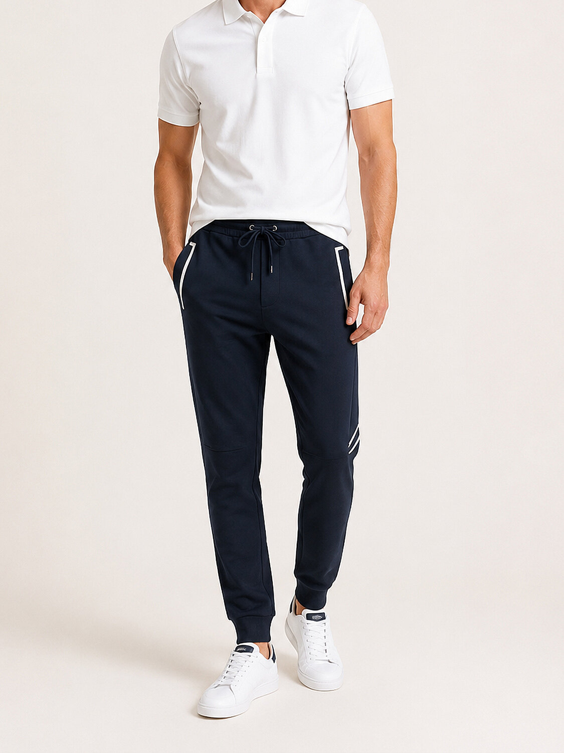 Lacivert Pamuk Dokulu Regular Fit Sweat Pantolon