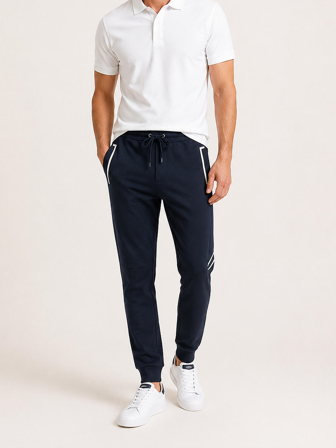 Lacivert Pamuk Dokulu Regular Fit Sweat Pantolon - 2