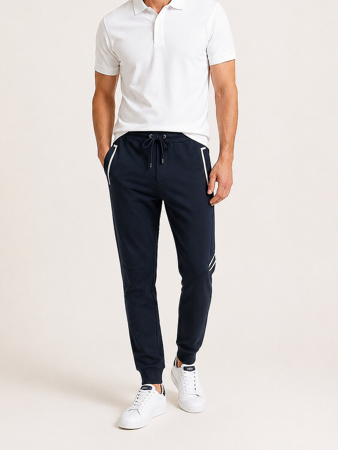 Lacivert Pamuk Dokulu Regular Fit Sweat Pantolon (1)