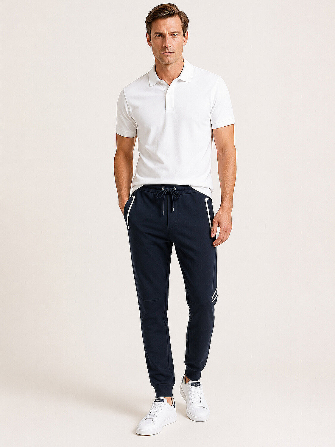 Lacivert Pamuk Dokulu Regular Fit Sweat Pantolon (3)