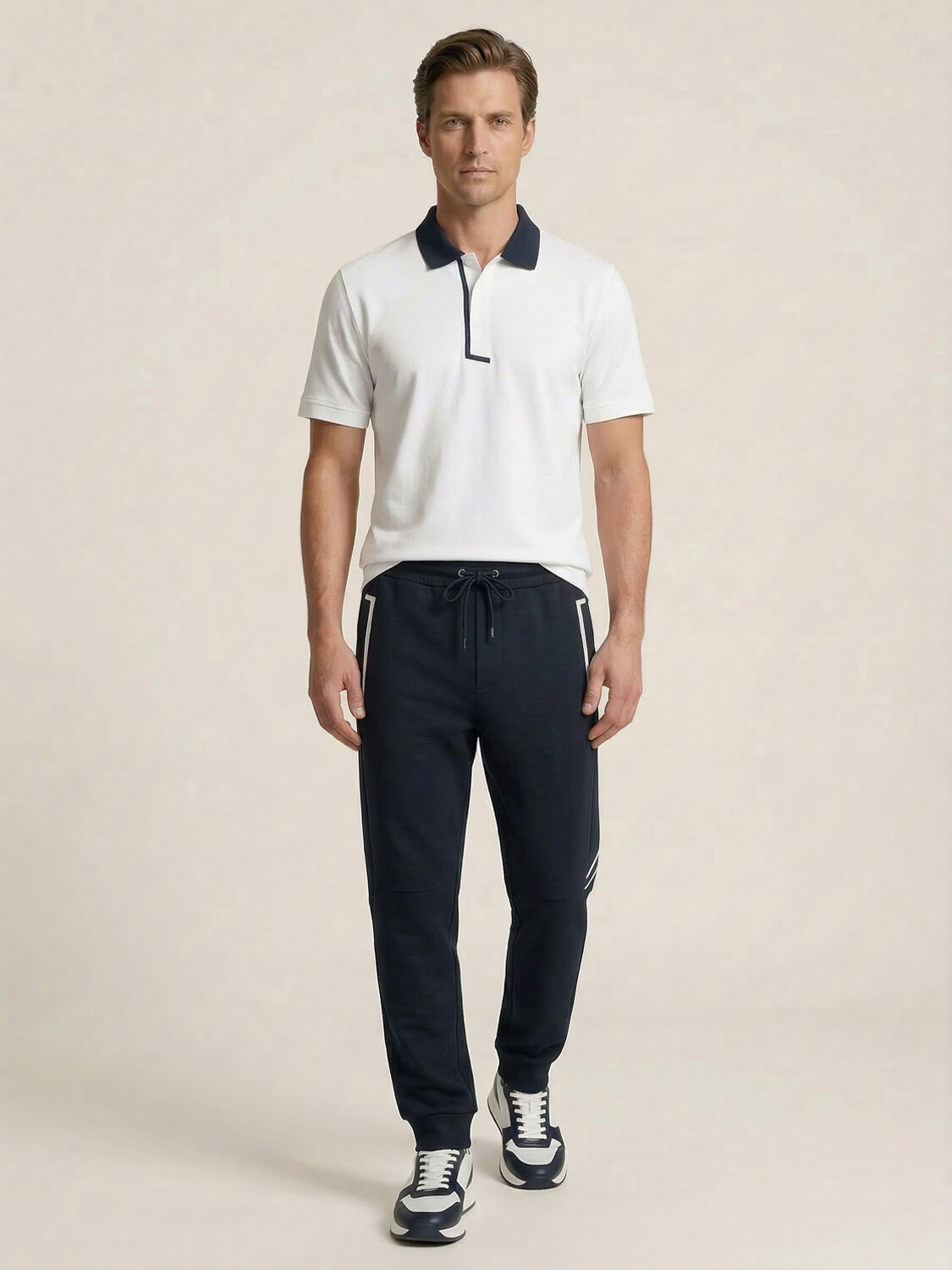 Lacivert Pamuk Dokulu Regular Fit Sweat Pantolon (1)