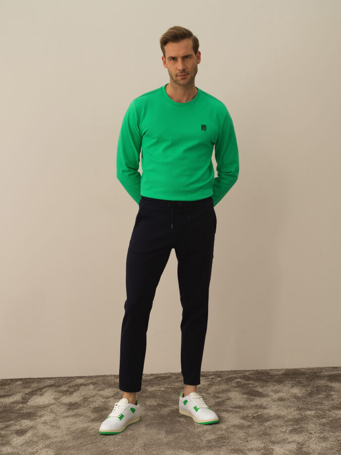 Lacivert Slim Fit Pamuklu Sweat Pantolon - 2