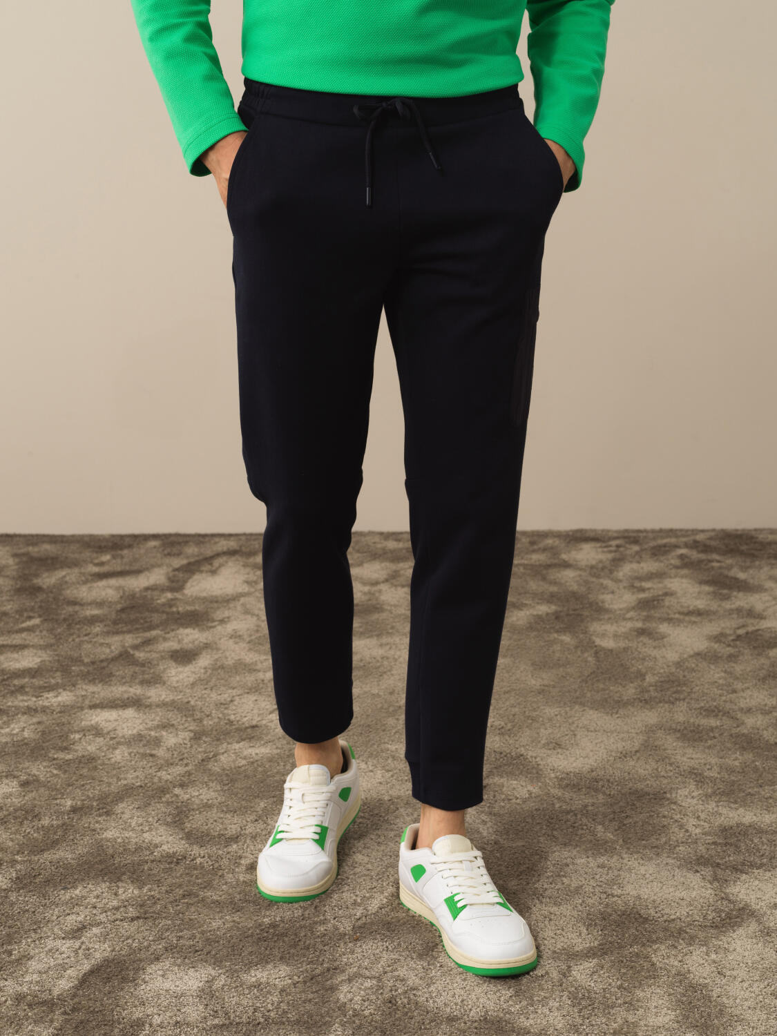 Lacivert Pamuk Dokulu Slim Fit Sweat Pantolon