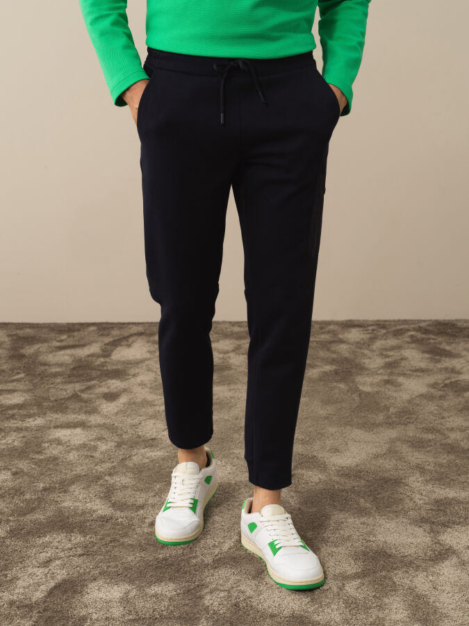 Lacivert Slim Fit Pamuklu Sweat Pantolon - 1