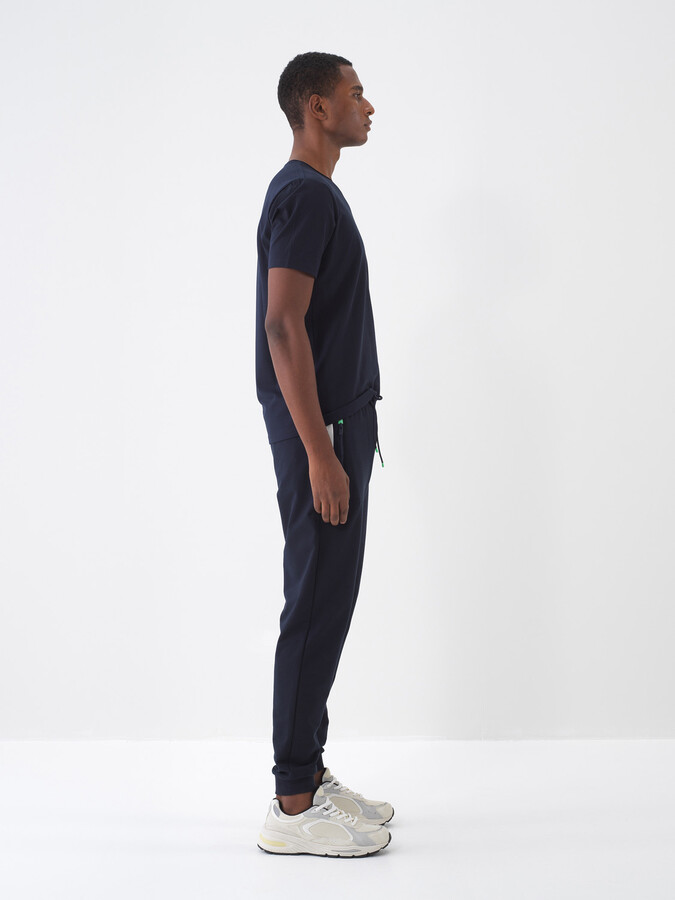 Lacivert Pamuk Dokulu Regular Fit Sweat Pantolon (4)