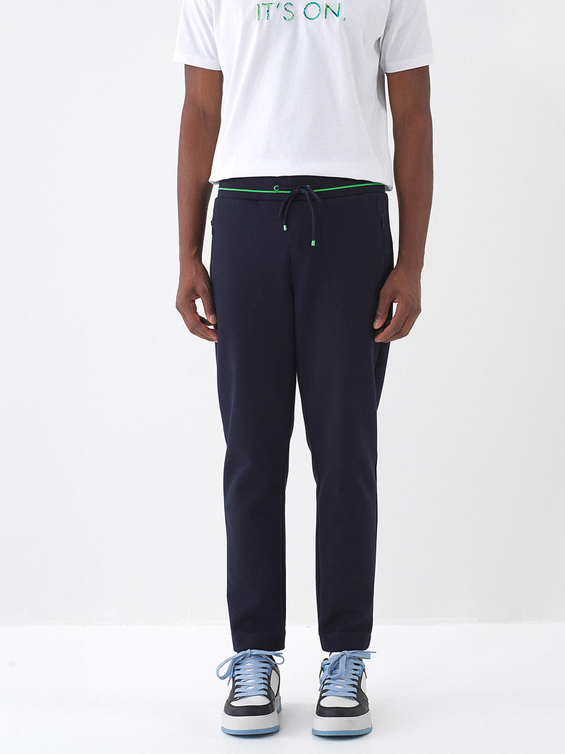 Lacivert Pamuk Dokulu Regular Fit Sweat Pantolon - 2