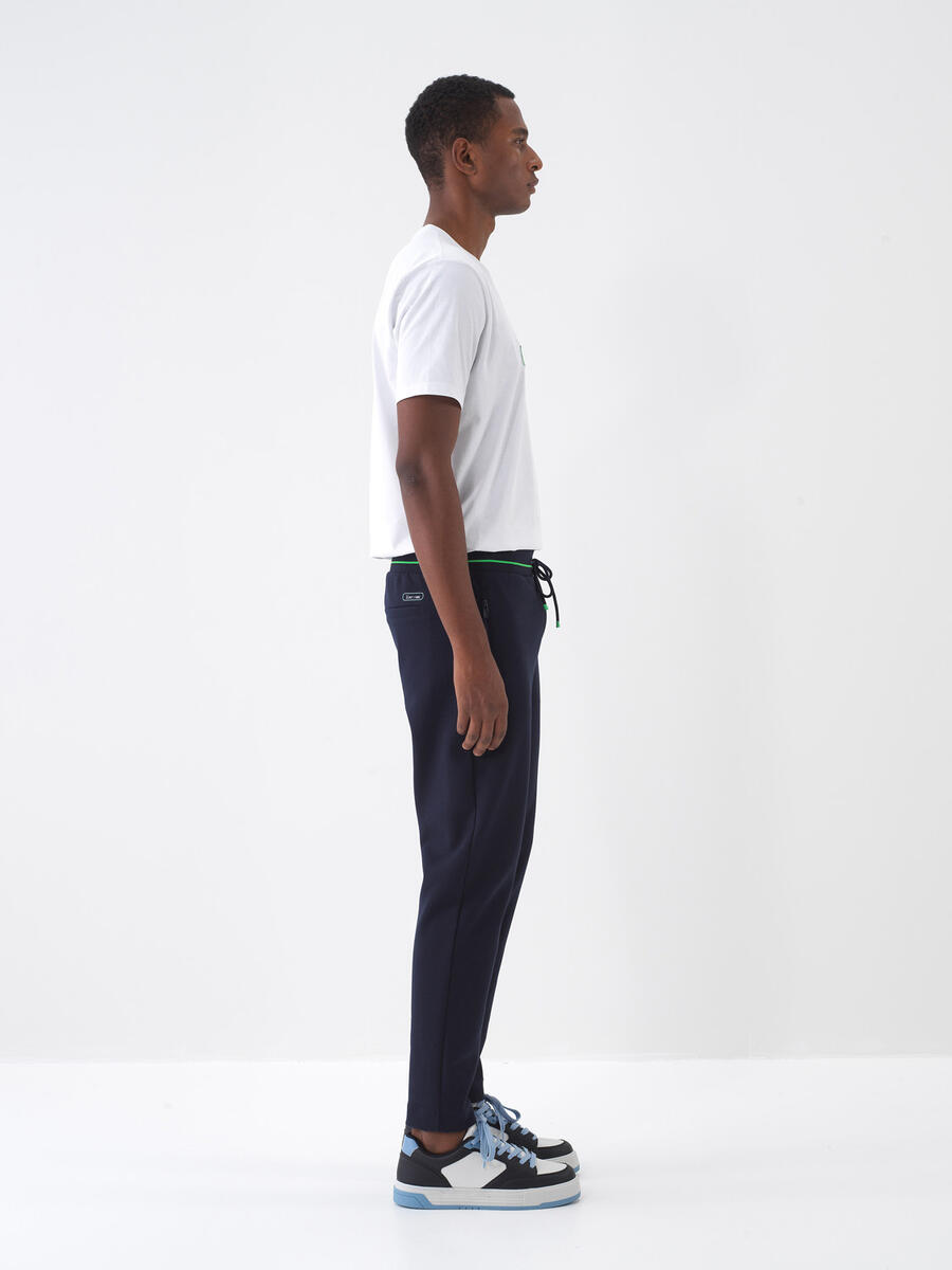 Lacivert Pamuk Dokulu Regular Fit Sweat Pantolon - 4