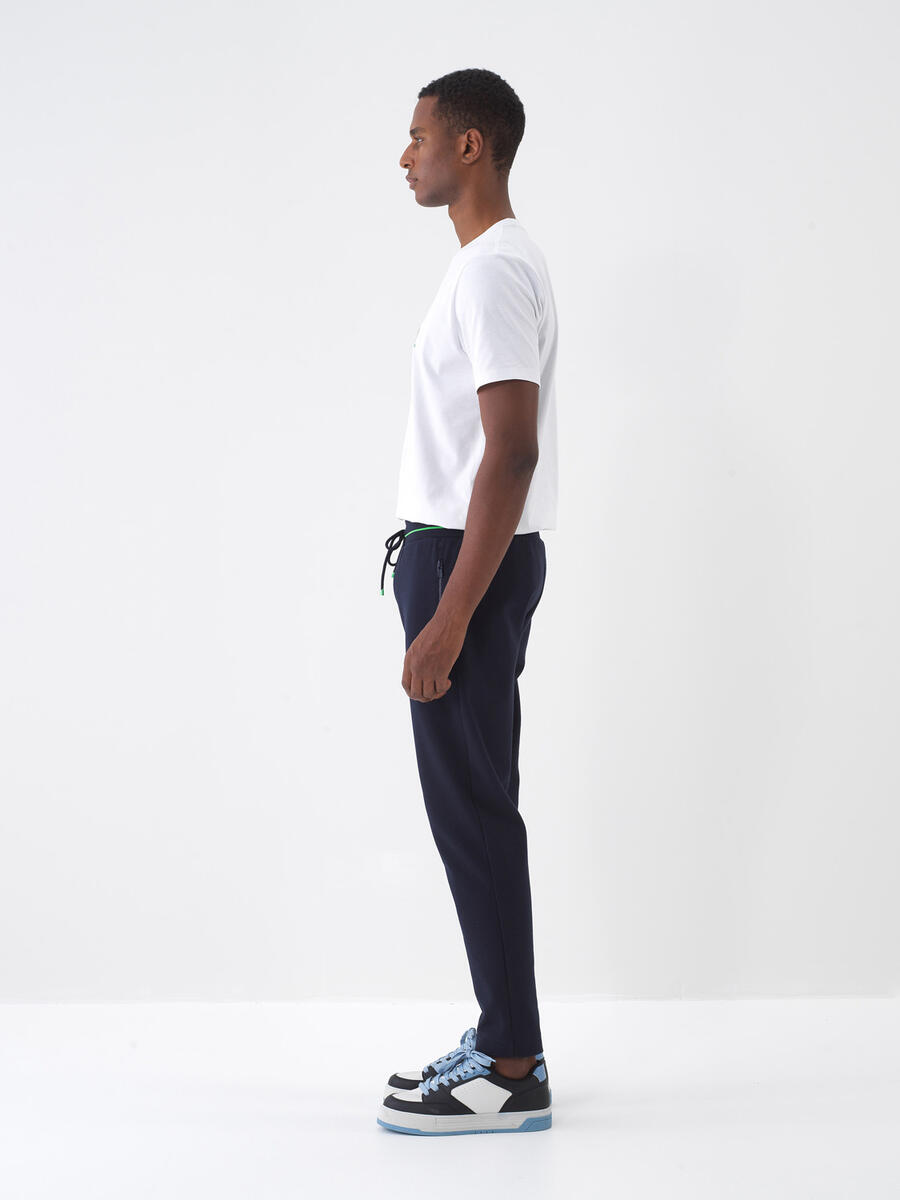 Lacivert Pamuk Dokulu Regular Fit Sweat Pantolon - 5