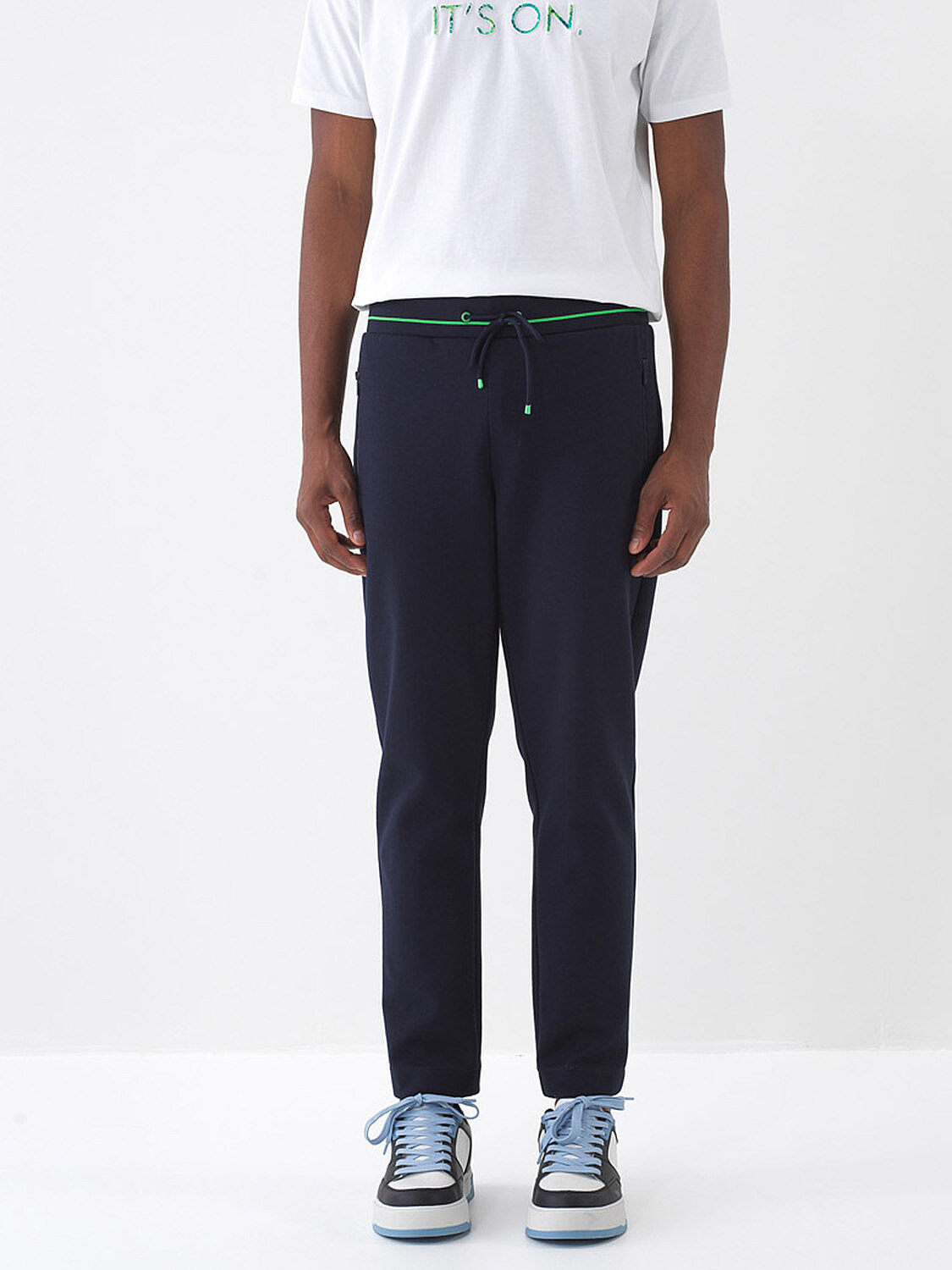 Lacivert Pamuk Dokulu Regular Fit Sweat Pantolon