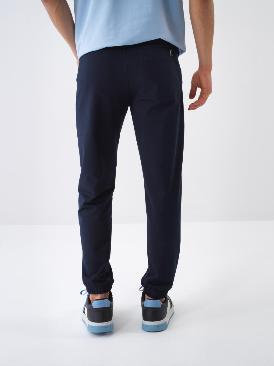 Lacivert Pamuk Dokulu Regular Fit Sweat Pantolon - 4