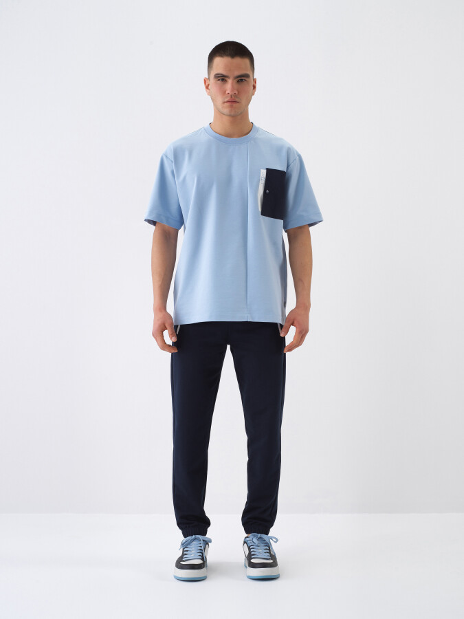 Lacivert Pamuk Dokulu Regular Fit Sweat Pantolon (1)