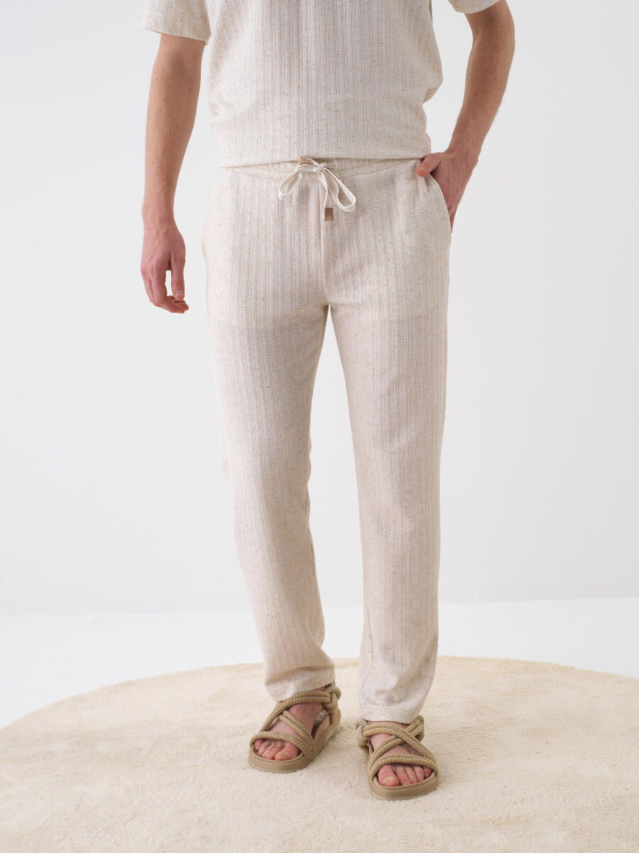 Naturel Keten Karışımlı Regular Fit Sweat Pantolon - 1